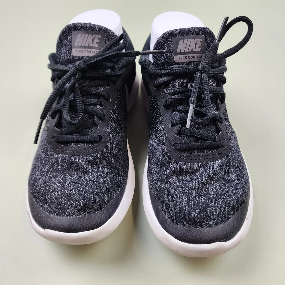 Nike Black and Gray Knit Trainer Sneakers Flex Contact Chunky 5Y - Picture 2 of 9